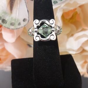 Handmade Silver & Light Green Crystal Ring READ BELOW FOR CUSTOM SIZING 👇